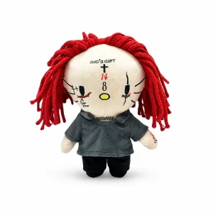 Hello Kitty plush x Trippie Redd 24 cm with twelve red dreadlocks.