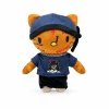 Hello Kitty plush x Ski Mask The Slump God in bright orange with a navy helmet.