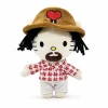 Hello Kitty plush x Bad Bunny Style A in a mustard hat with a red heart.
