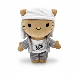 Hello Kitty plush x Eminem, grey and white streetwear.