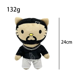 Hello Kitty plush x Drake Style A, 24 cm urban collector plush with a silver chain.