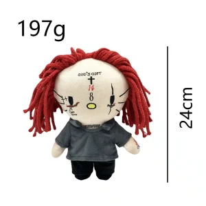 Hello Kitty plush x Trippie Redd 24 cm showing embroidered symbols.