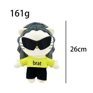 Hello Kitty plush x Charli XCX, 26 cm collector plush with black cat-eye sunglasses.