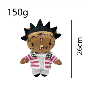 Hello Kitty plush x Lil Uzi Vert Style B 26 cm with tattooed face details.