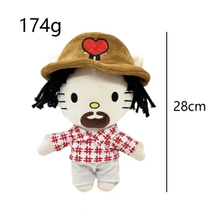 Hello Kitty plush x Bad Bunny Style A, 28 cm collector plush with a felt moustache.