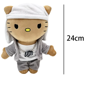 Hello Kitty plush x Eminem, grey and white streetwear.