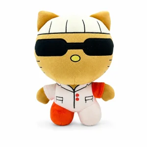 Hello Kitty plush x Tyler The Creator Style A in a coral red suit with a cream beanie.